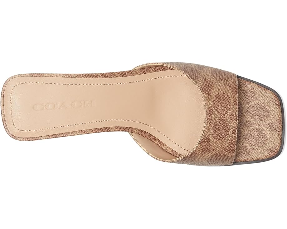 Туфли COACH Sculpted C Coated Canvas Block Heel Sandals, желто-коричневый — фото 2