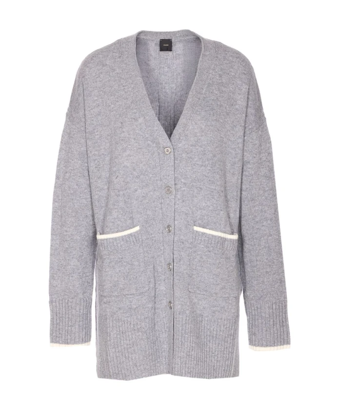 

Серый свитер с V-образным вырезом и передними карманами. Pinko, серый