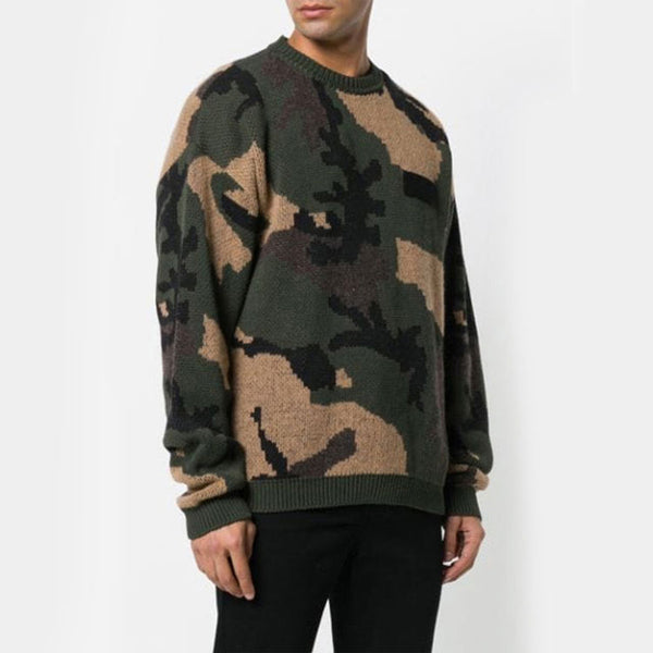 Свитер men's loose green camouflage Off-White, зеленый — фото 2