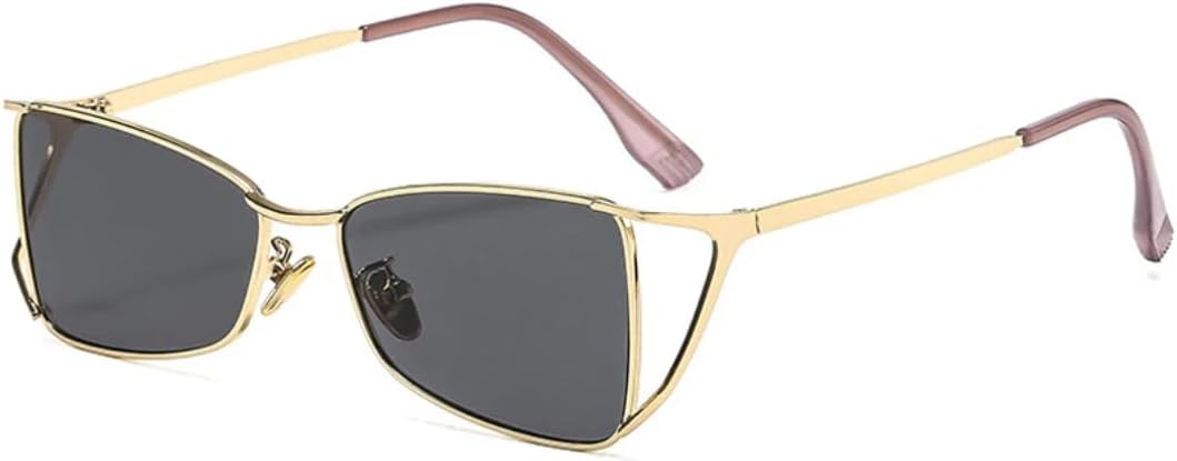 

Модные металлические квадратные солнцезащитные очки с ажурной оправой для женщин, в стиле панк, популярные мужские солнцезащитные очки для путешествий с защитой от УФ-излучения UV400 TVTBBVV, Gold Gray