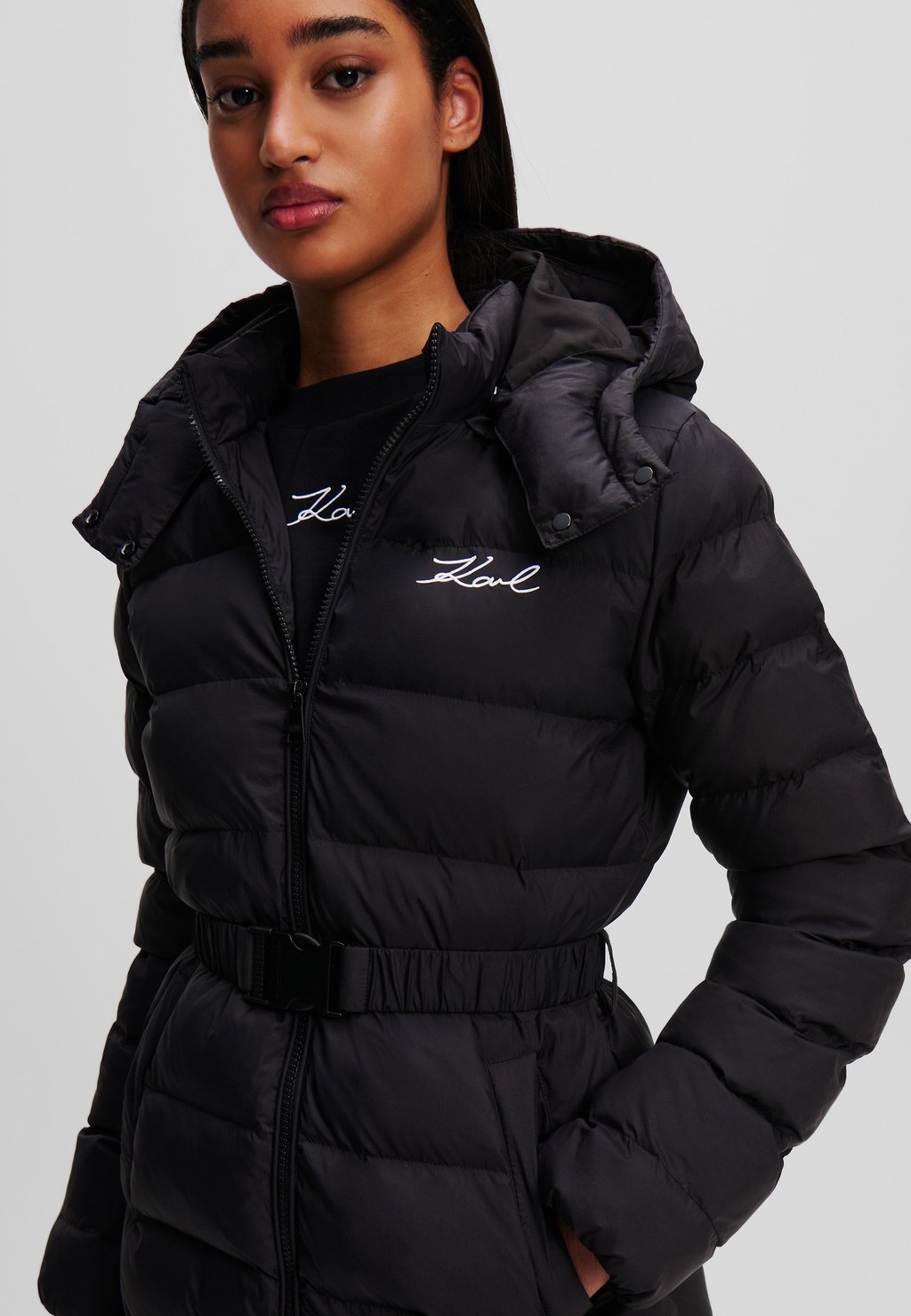 

Зимнее пальто LIGHTWEIGHT LONG PUFFER KARL LAGERFELD, черный