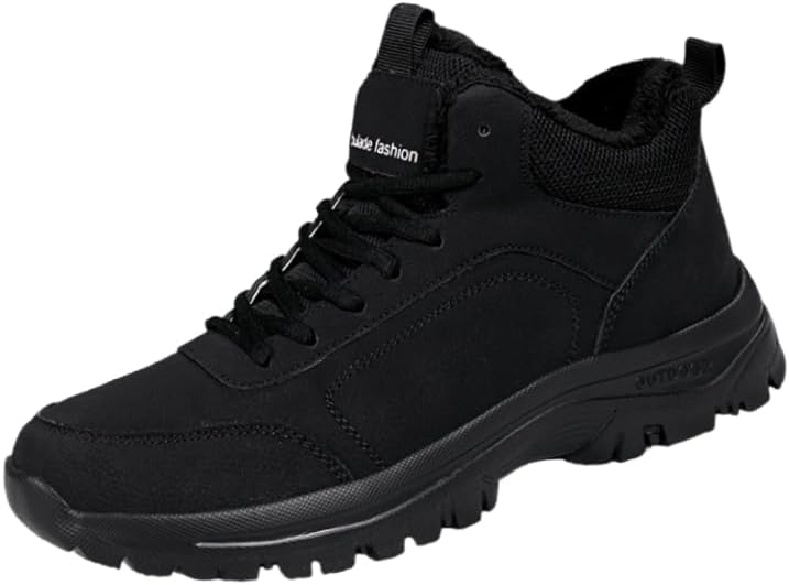 

Мужские зимние высокие спортивные кроссовки, теплые и легкие повседневные обувь с плюшевым воротником, подходят для активного отдыха и путешествий Hoalox, черный