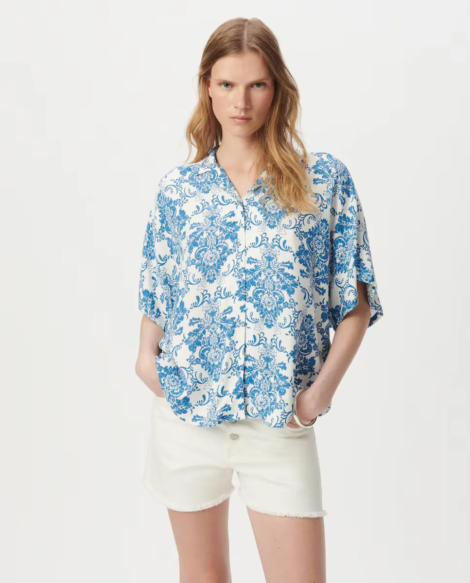 

Женская рубашка с коротким рукавом на пуговицах IKKS, цвет Crudo