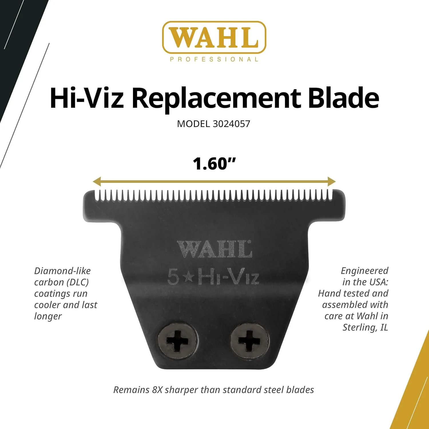 Сменное лезвие Wahl Professional HiViz, высокоточная нержавеющая сталь, легко устанавливается, подходит для машинок для стрижки HiViz. — фото 2