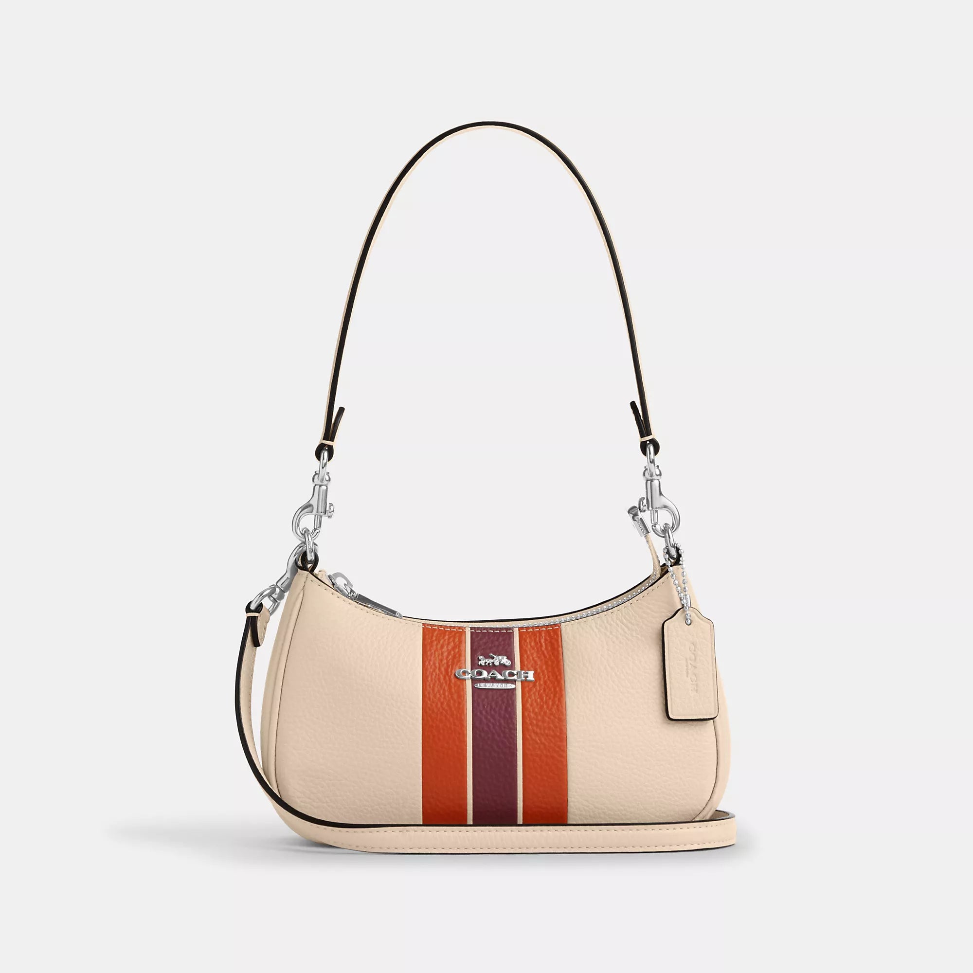 

Миниатюрная сумка-кроссбоди Teri с полоской от Coach Outlet, серебряный/слоновая кость