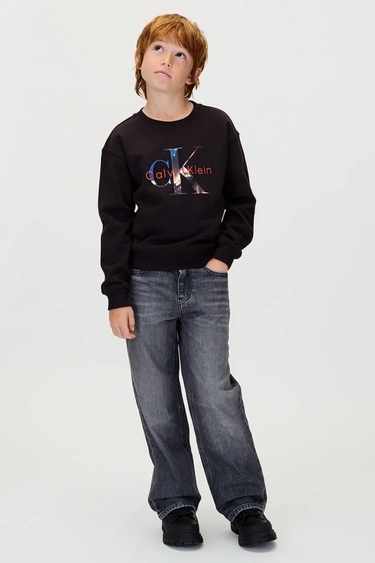 Детская хлопковая толстовка Calvin Klein Jeans, черный — фото 4