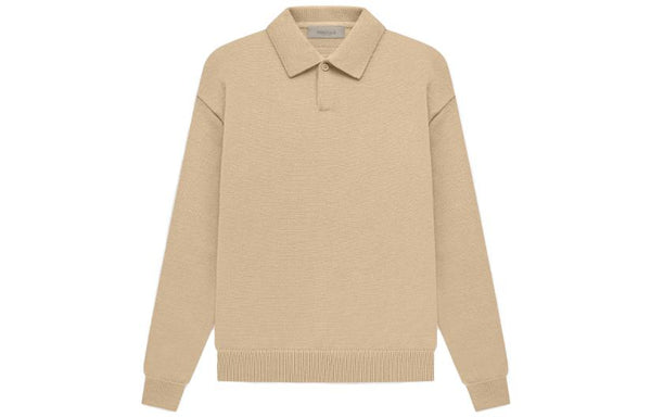 Рубашка ss23 knit long sleeve polo shirt 'sand' Fear Of God Essentials, коричневый — фото 2