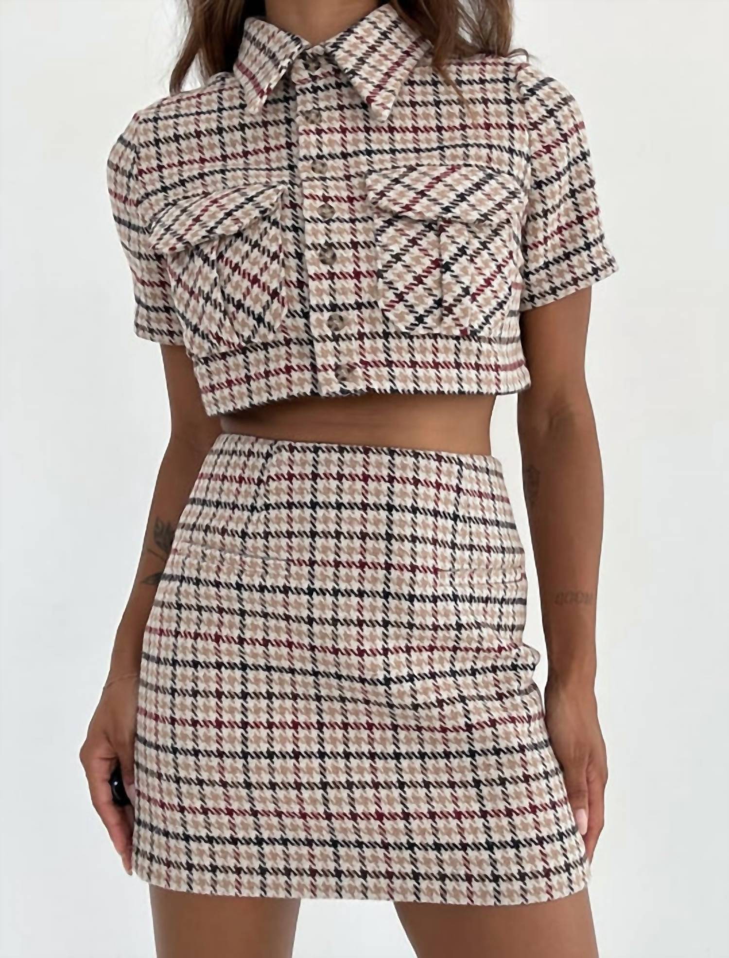 

Топ Coco из твида в клетку Newbury Rumored, цвет newbury plaid tweed