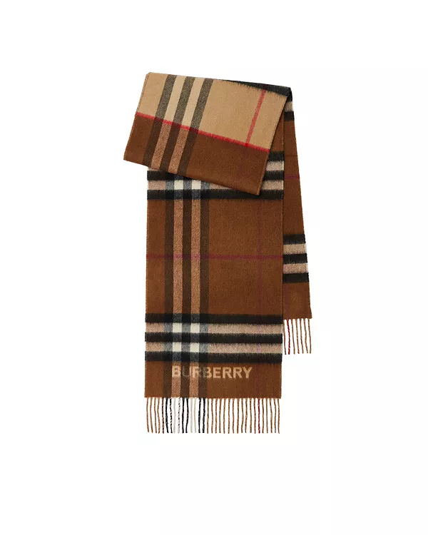 

Кашемировый шарф с контрастной клеткой Burberry, бежевый