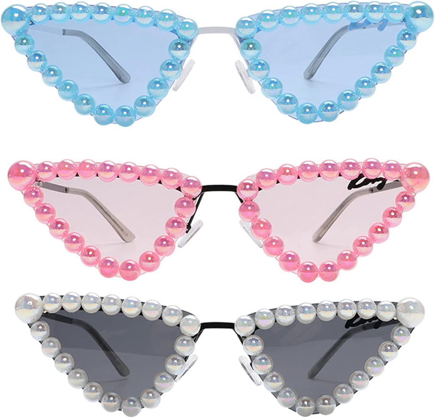 

willochra Сексуальные женские модные солнцезащитные очки «кошачий глаз» с бриллиантами, защита от ультрафиолета UV400, небольшие блестящие роскошные очки с кристаллами, 3pcs-black&pink&blue