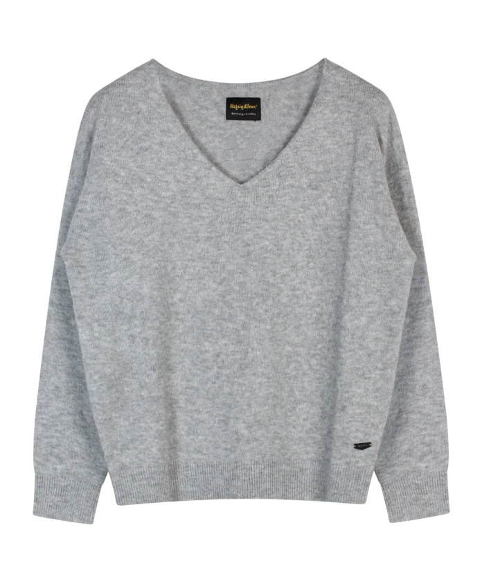 

Серый шерстяно-кашемировый свитер с V-образным вырезом Refrigiwear, серый