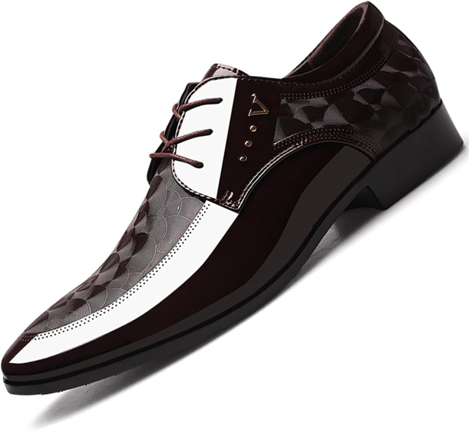 

Мужские винтажные элегантные туфли из лакированной кожи на шнуровке, формальные деловые оксфорды для свадьбы и выпускного Rougono, коричневый