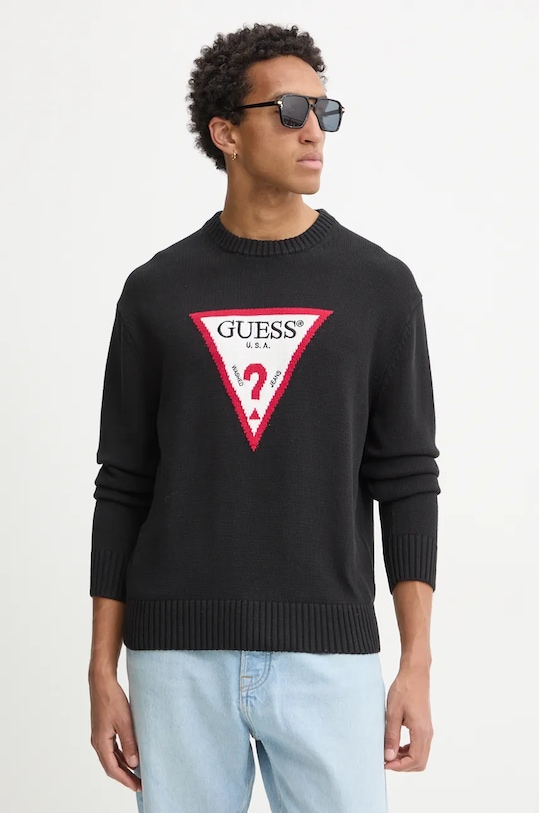 

Хлопковый свитер Guess Jeans, черный