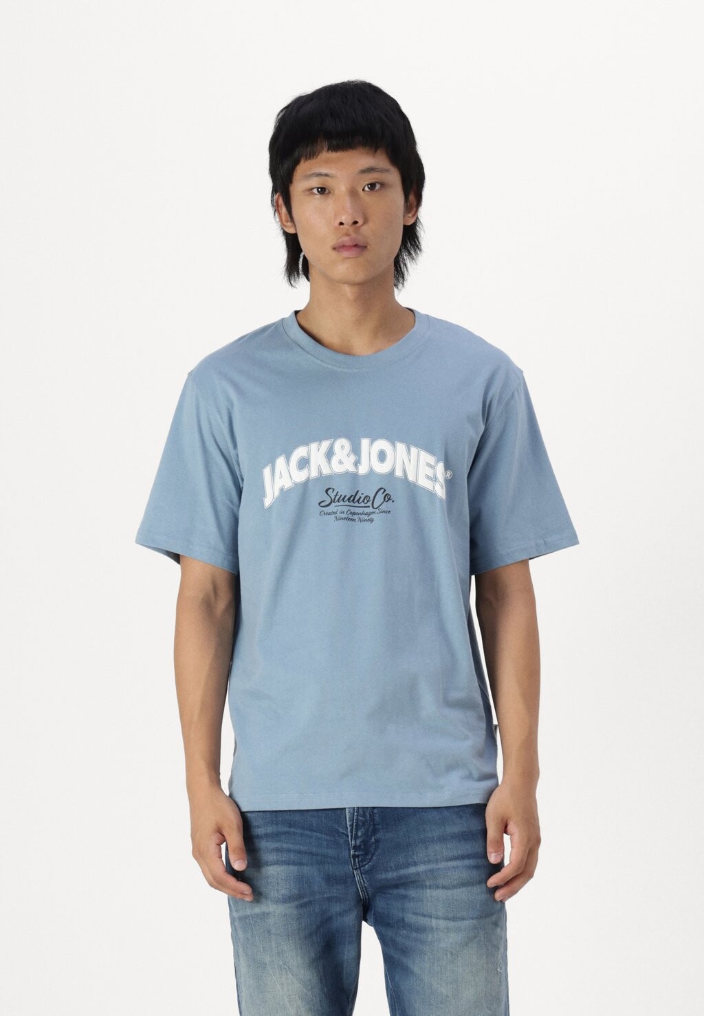 

Футболка с принтом JORBRONX ARCH BIG TEE Jack & Jones, светло-голубой