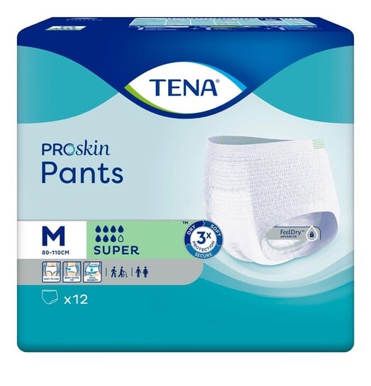 

Трусики впитывающие, размер М, 80-110 см, 12 шт. Tena Pants Proskin Super, Essity Poland