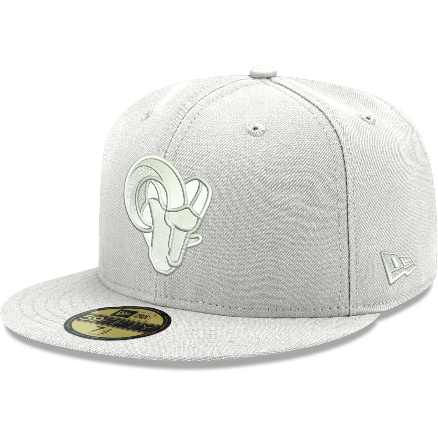 

Мужская облегающая шляпа New Era Los Angeles Rams White on White Ram Head 59FIFTY