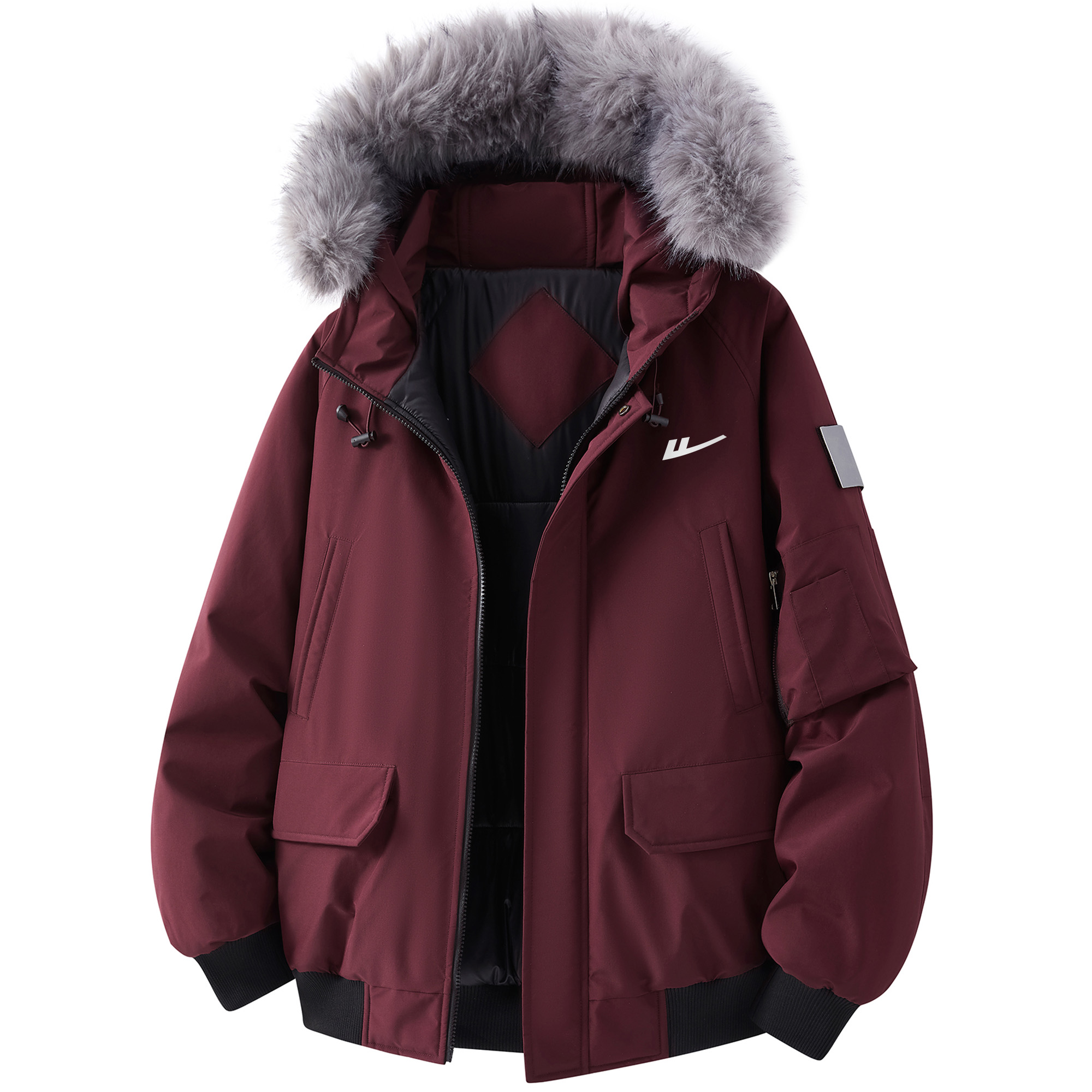 

Пуховик Unisex Hooded Moderate Puffer Jacket WARRIOR, burgundy
