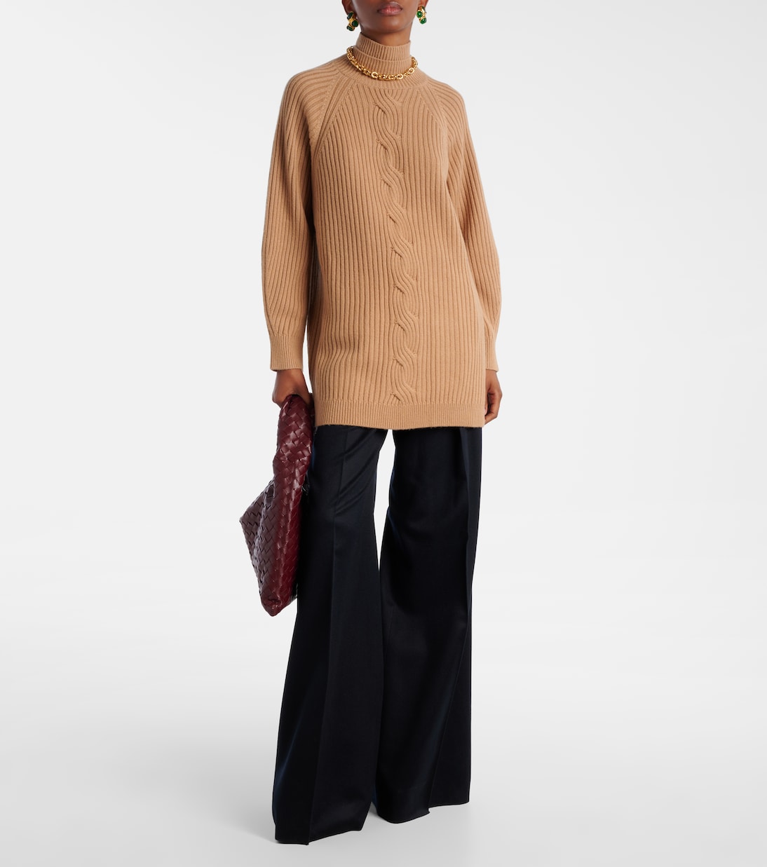 Широкие брюки из верблюжьей шерсти Ori Max Mara, Blu Marino — фото 2