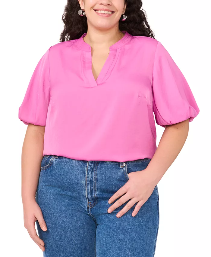 

Топ с разрезом на шее и рукавами-фонариками Plus Size Vince Camuto, фиолетовый
