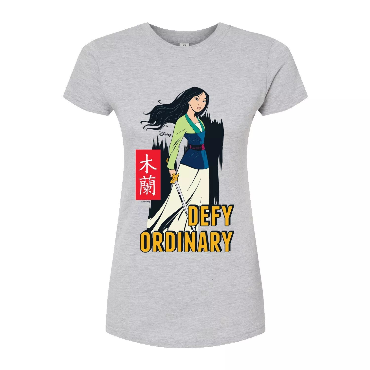 

Облегающая футболка Disney's Mulan Juniors Defy Ordinary Licensed Character, серый
