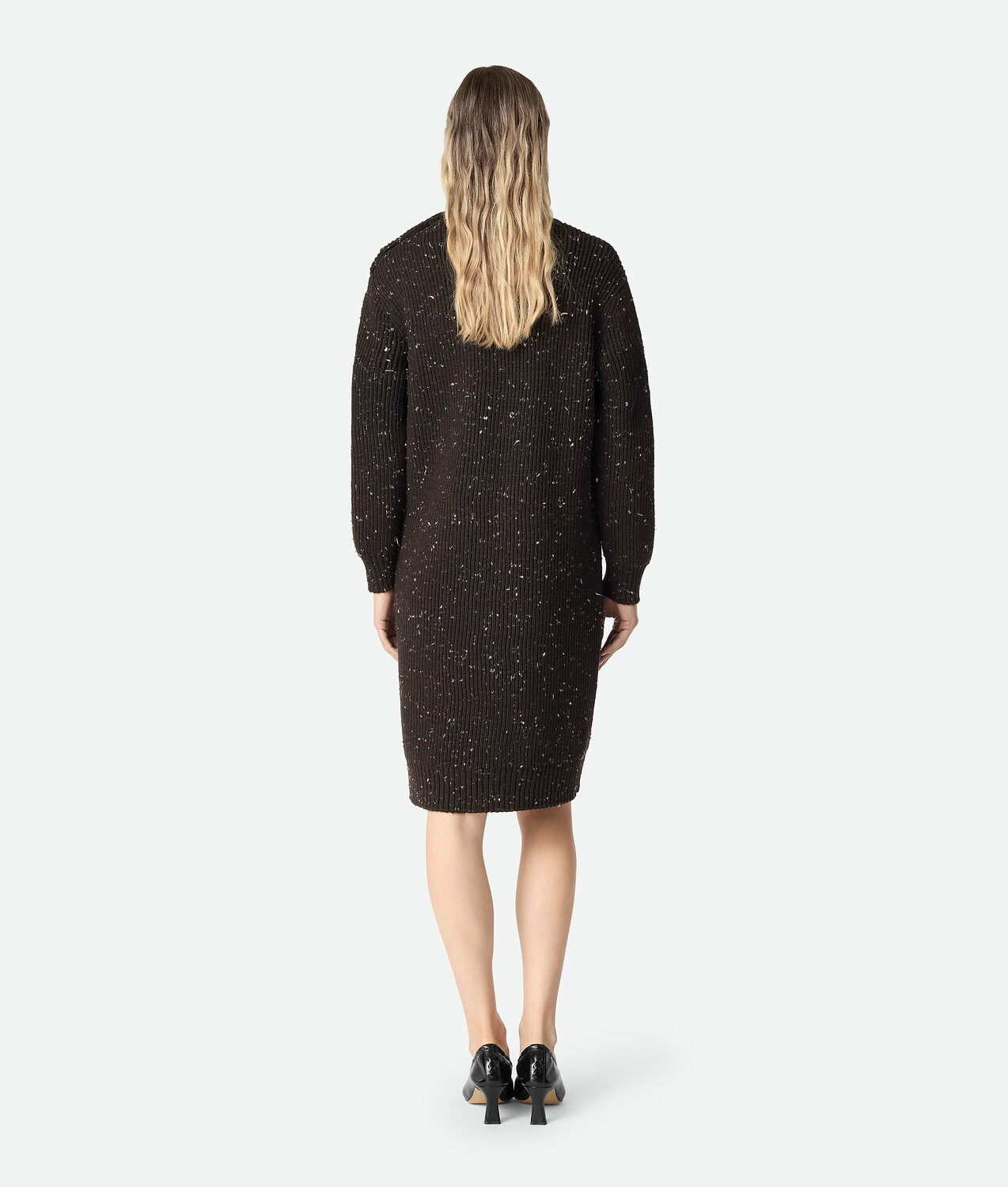 Wool english rib dress BOTTEGA VENETA, фондан — фото 3