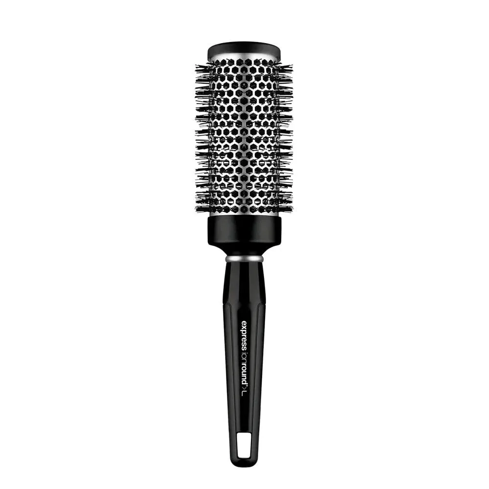 Круглая алюминиевая щетка Paul Mitchell Pro Tools Express Ion для сушки феном всех типов волос. Большой (барабан 6,3 см), Black and Silver