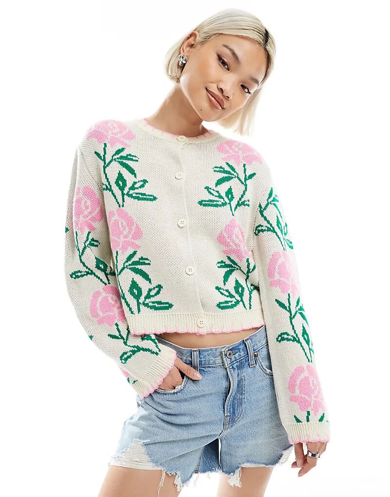 

Розовый кардиган Miss Selfridge с цветочным узором, кремового цвета