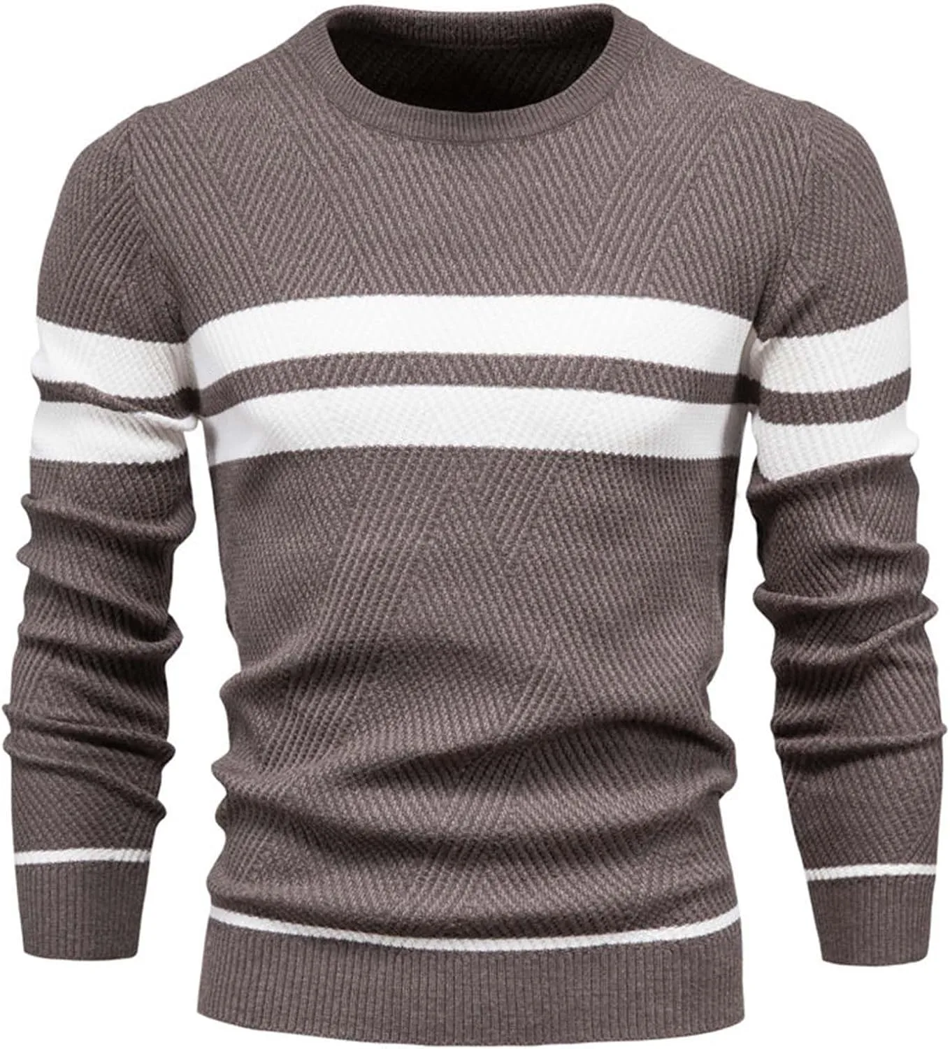 

Мужской свитер с круглым вырезом Casual Striped Color Block Pullover