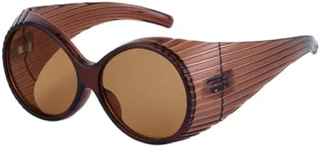 

Большие круглые солнцезащитные очки для женщин, ретро-солнцезащитные очки с обтекаемой формой, модные солнцезащитные очки в крупной оправе MTZJH, C3 Brown