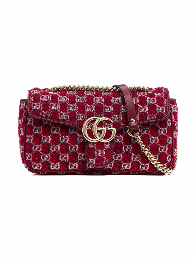 

Твидовая сумка на плечо GG Marmont Gucci, красный