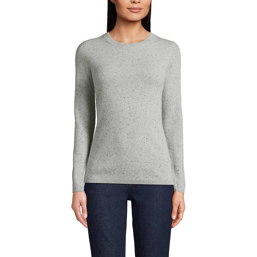 

Кашемировый свитер Petite Lands' End с круглым вырезом, цвет Gray Black Donegal