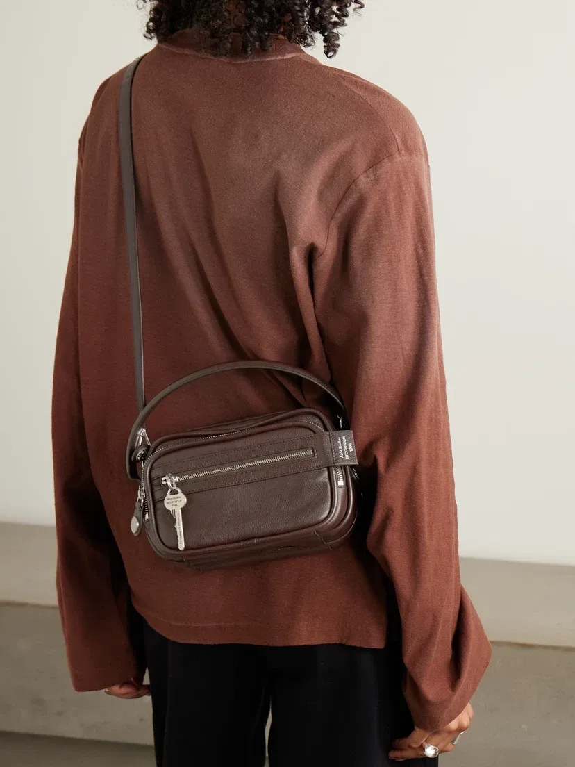 Кожаная сумка через плечо Camero Kit с аппликацией Acne Studios, коричневый — фото 2