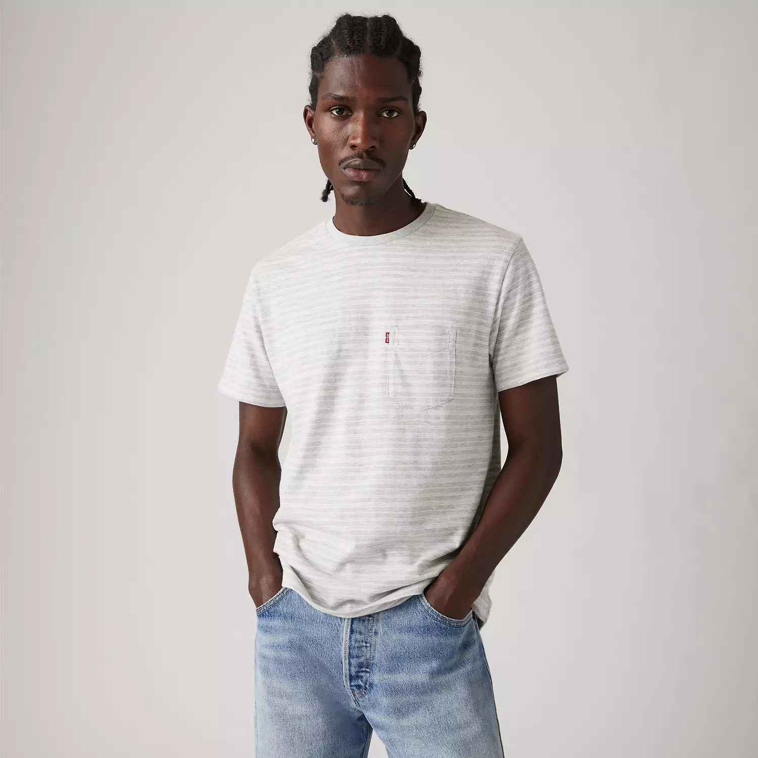

Футболка с классическим карманом Levi's, цвет Derby Stripe Marys Rose - Grey