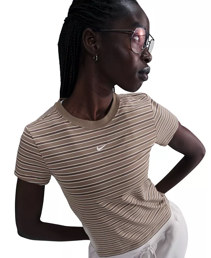 

Спортивная футболка женская Chill Knit Slim в полоску Nike, коричневый