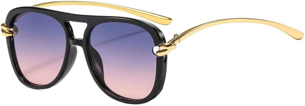 

Винтажные женские солнцезащитные очки с двойной перемычкой, модные градиентные солнцезащитные очки UV400, трендовые мужские солнцезащитные очки TVTBBVV, Black Blue Pink