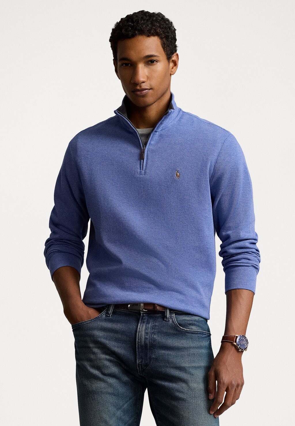 

Джемпер ESTATE-RIB QUARTER-ZIP PULLOVER Ralph Lauren, синий