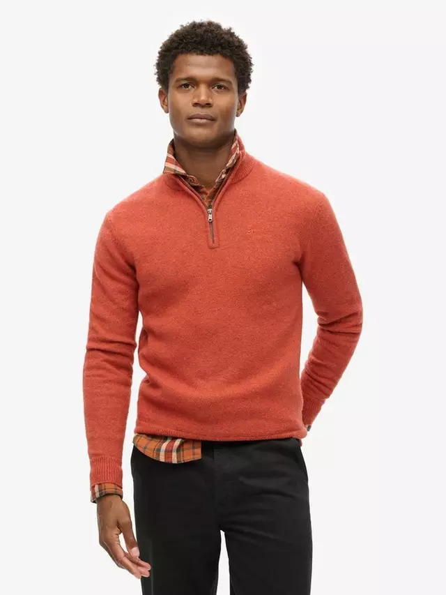 

Джемпер Superdry Essential Embroidered Knitted Half Zip, цвет autumnal orange