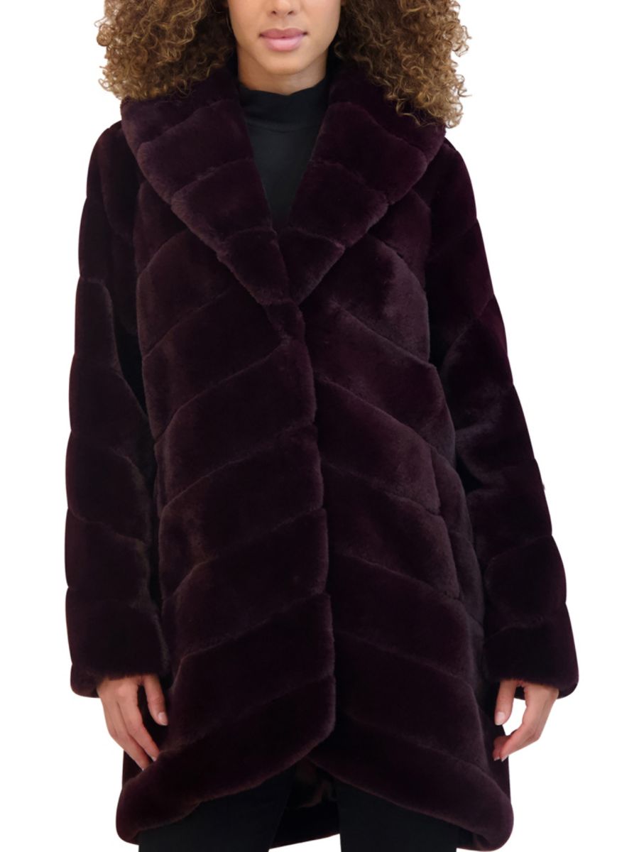 

Длинное пальто из искусственного меха с гофрированными краями Kenneth Cole, бордовый, Красный, Длинное пальто из искусственного меха с гофрированными краями Kenneth Cole, бордовый