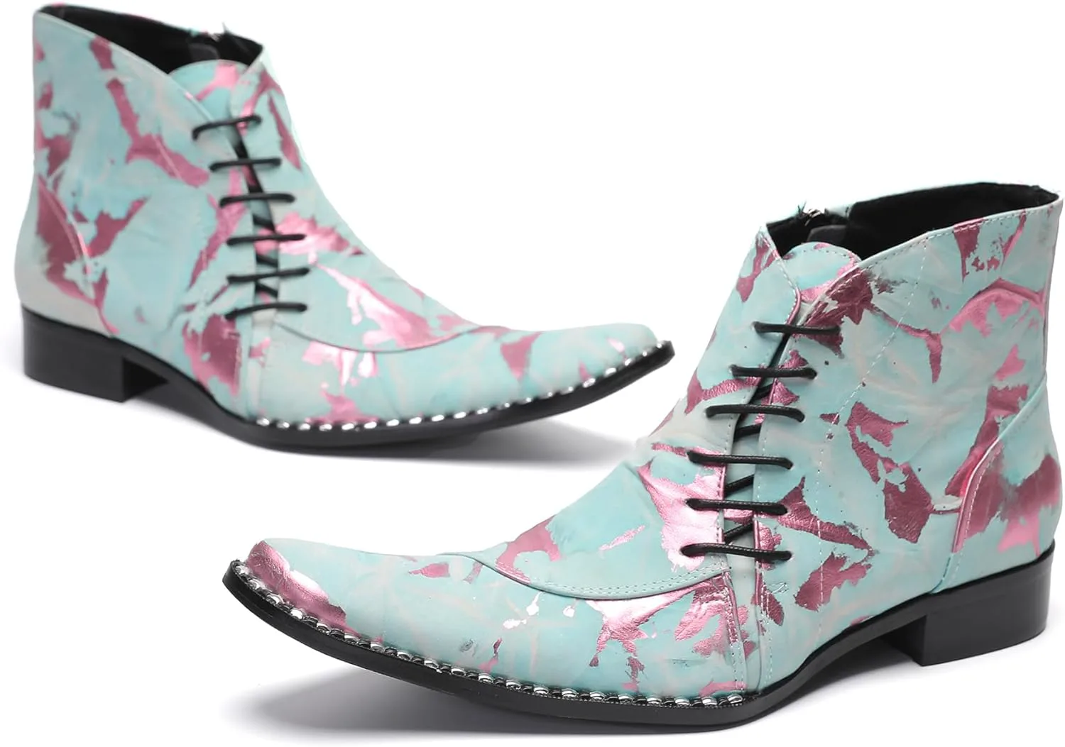 

Мужские повседневные ботинки Santimon Dress Casual Western Oxfords - настоящие кожаные ботинки до щиколотки с косой шнуровкой для выпускного, свадьбы или дискотеки, синий