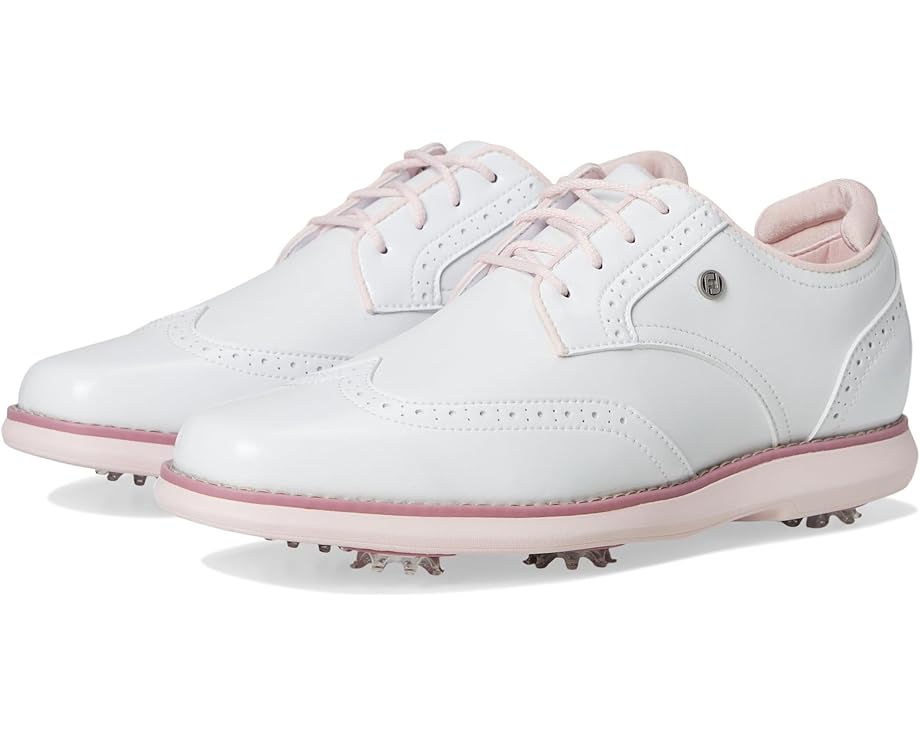 Кроссовки FootJoy Traditions Shield Tip Golf Shoes, цвет White/White/Pink