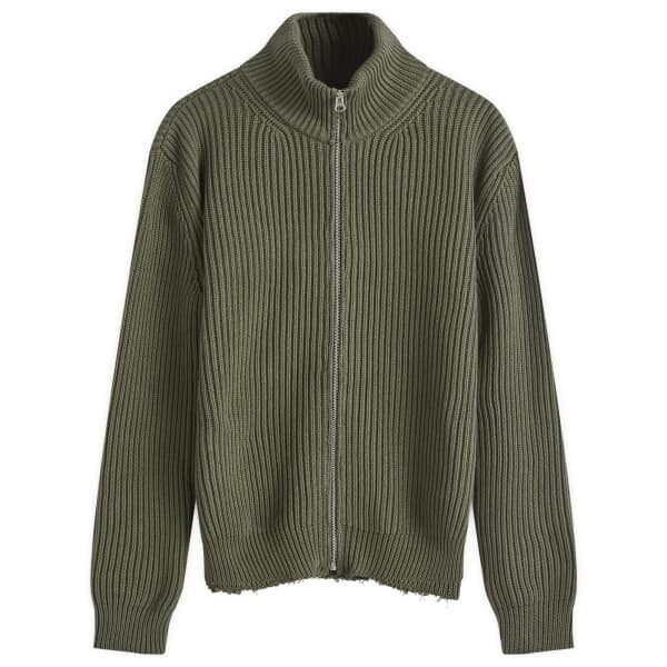 

Кардиган с застежкой-молнией в рубчик Mm6 Maison Margiela, хаки