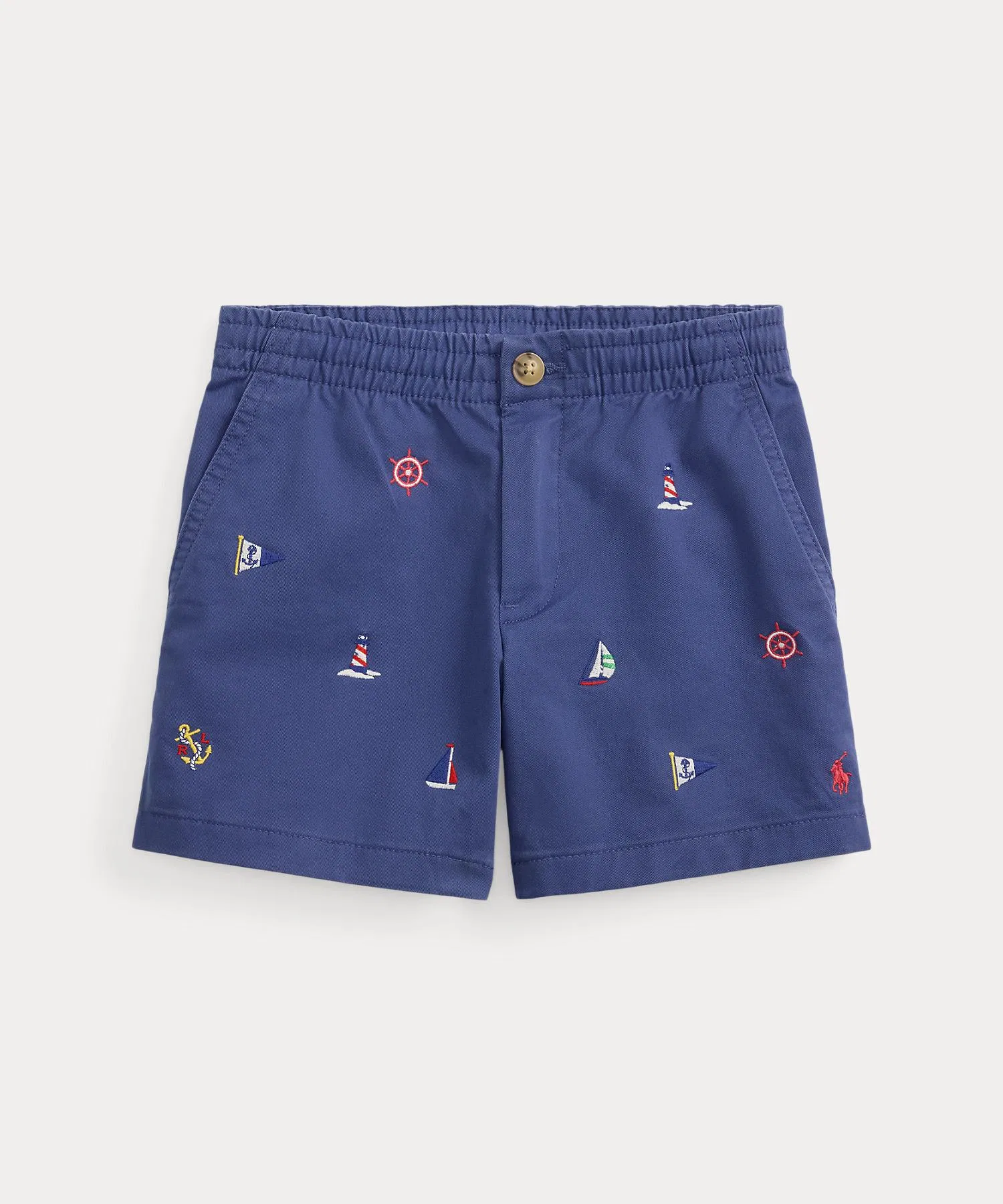 Детские хлопковые шорты-чинос Polo Ralph Lauren с вышивкой тёмно-синие