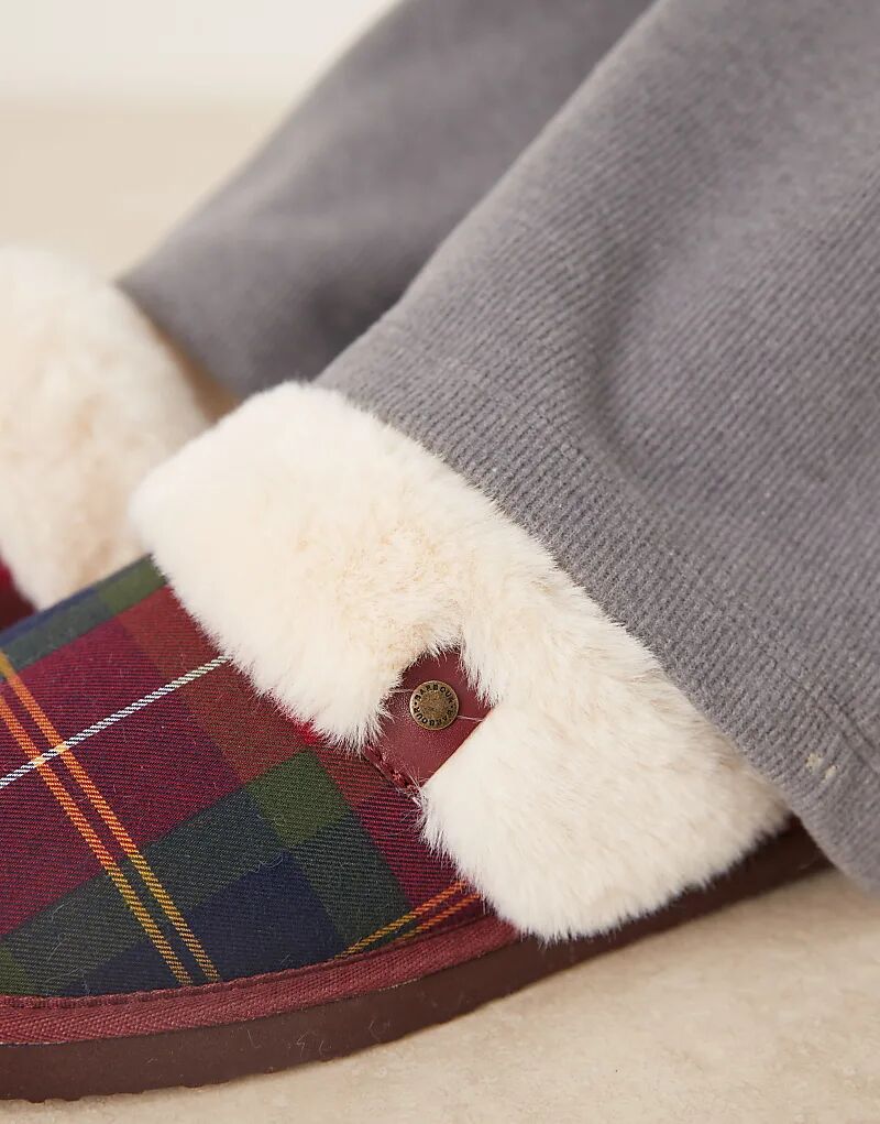 Туфли-мюли Barbour Claudia в клетку тартан цвета зимней ягоды — фото 4