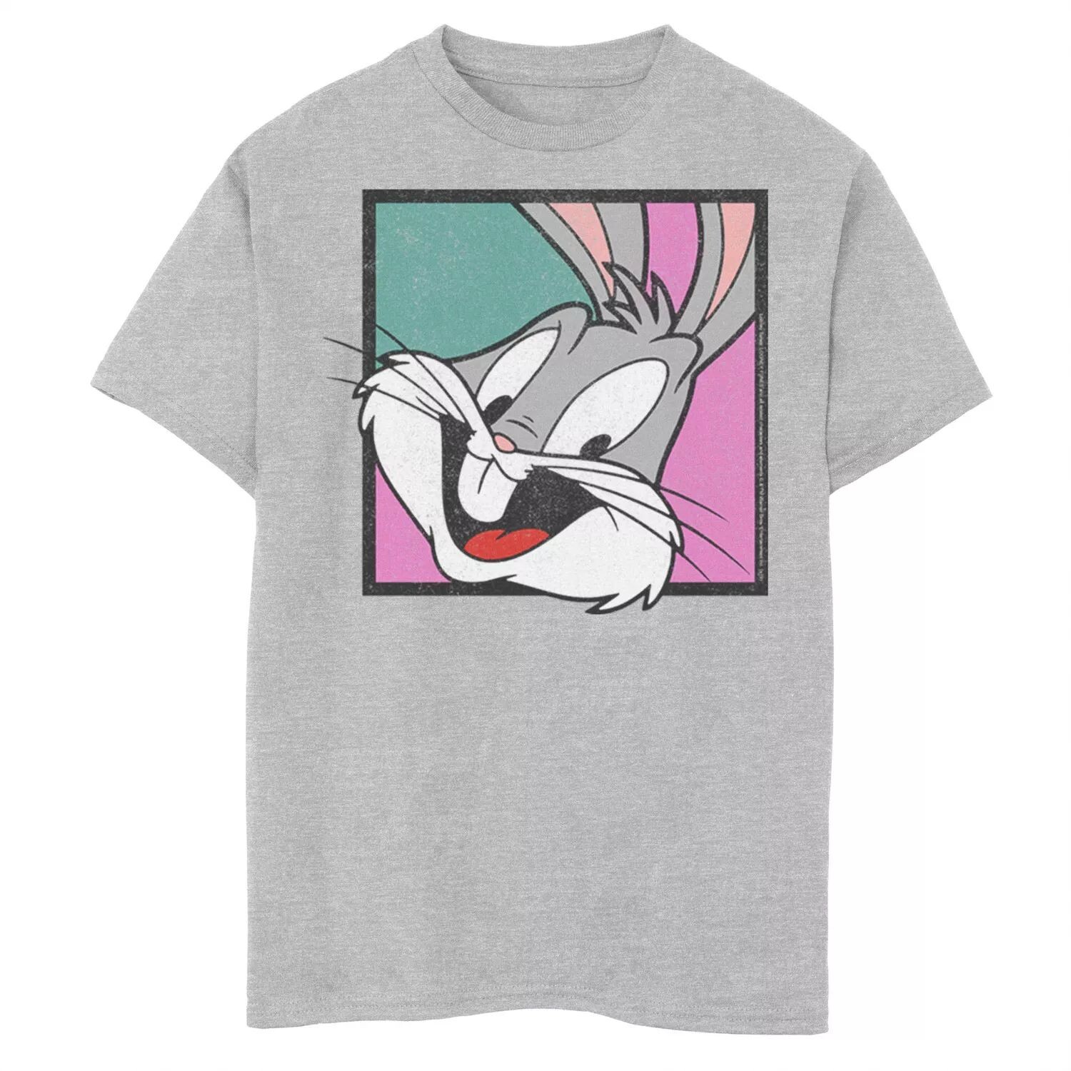 

Футболка с изображением Big Face Box Up для мальчиков 8–20 лет Looney Tunes Bug Bunny Licensed Character