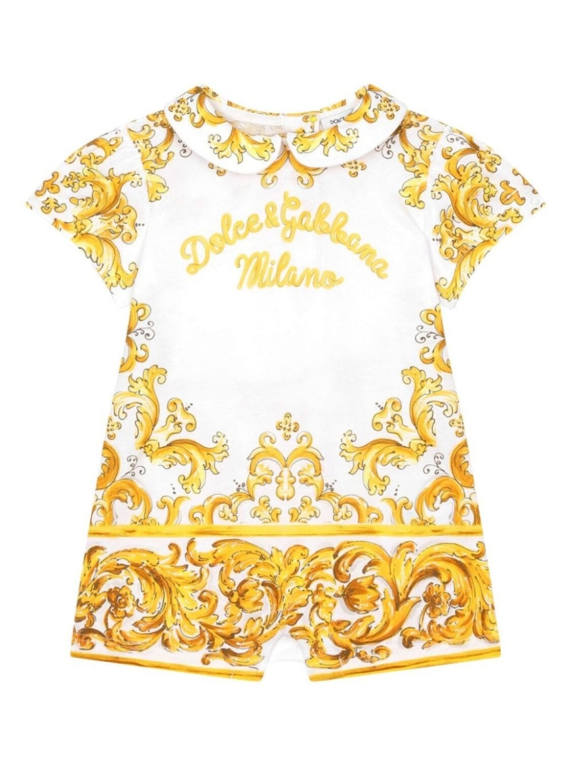 

Dolce & Gabbana Kids комбинезон из джерси с принтом Majolica и логотипом, желтый