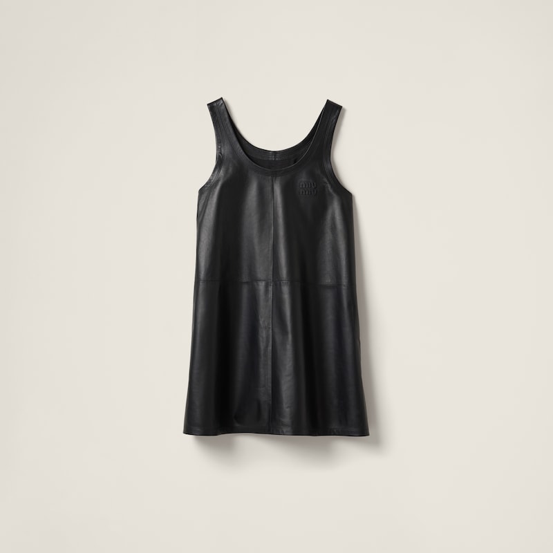 

Мини-Платье из кожи наппа Miu Miu, черный