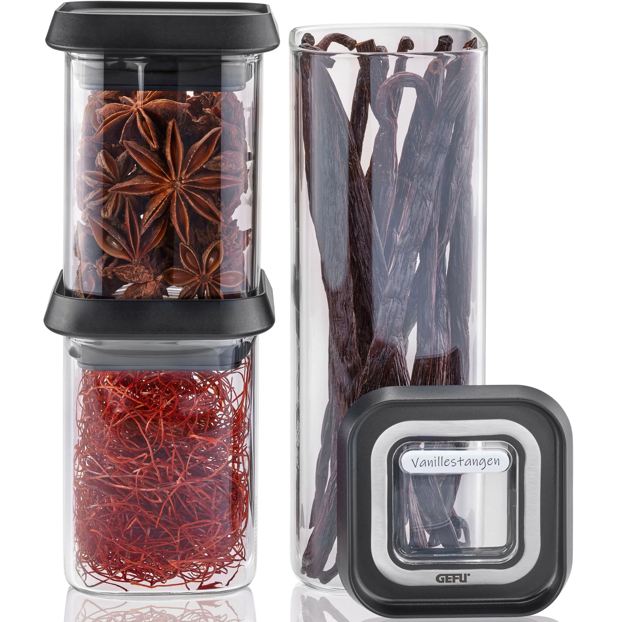 

Банка для хранения GEFU «PANTRY mini» (набор, 3 шт.), идеальна для специй, трав и чая, цвет schwarz/silber