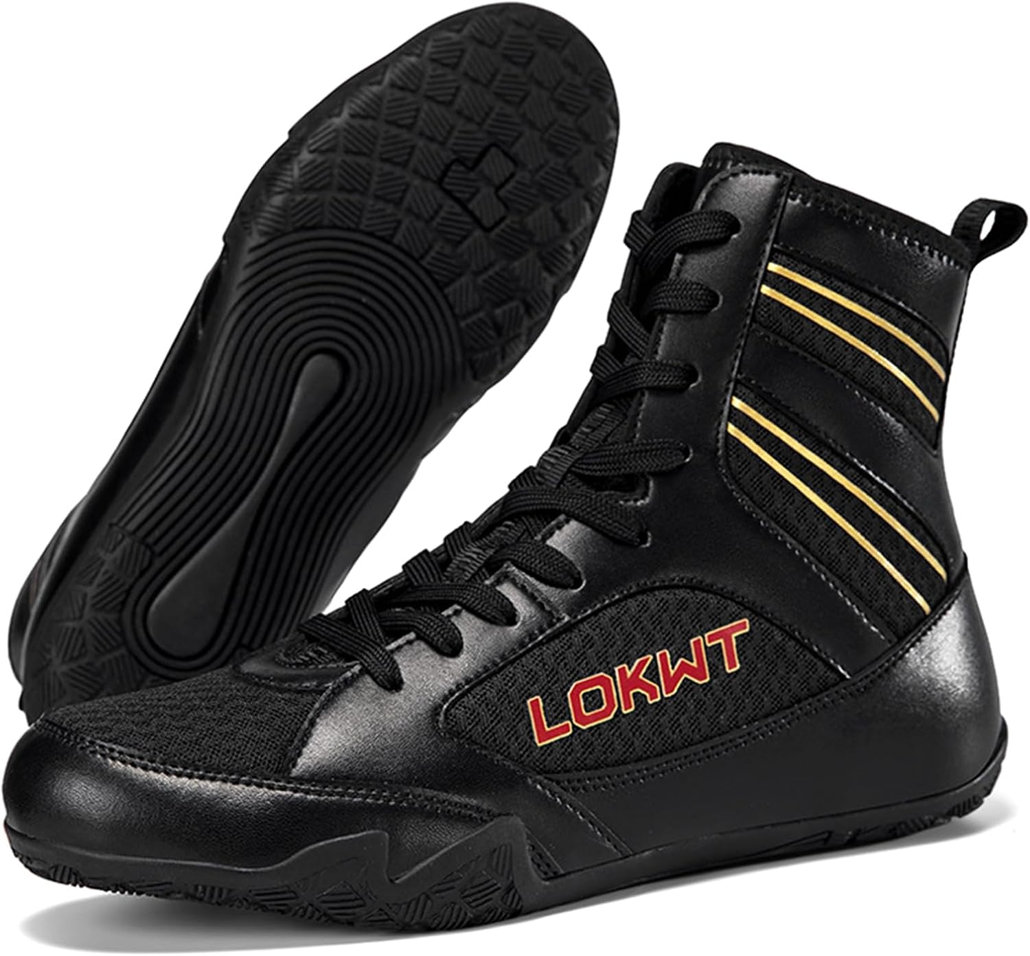 

Мужские борцовки высокие боксерские ботинки удобные противоскользящие для соревнований и фитнес-тренировок Hiuzylqx, черный