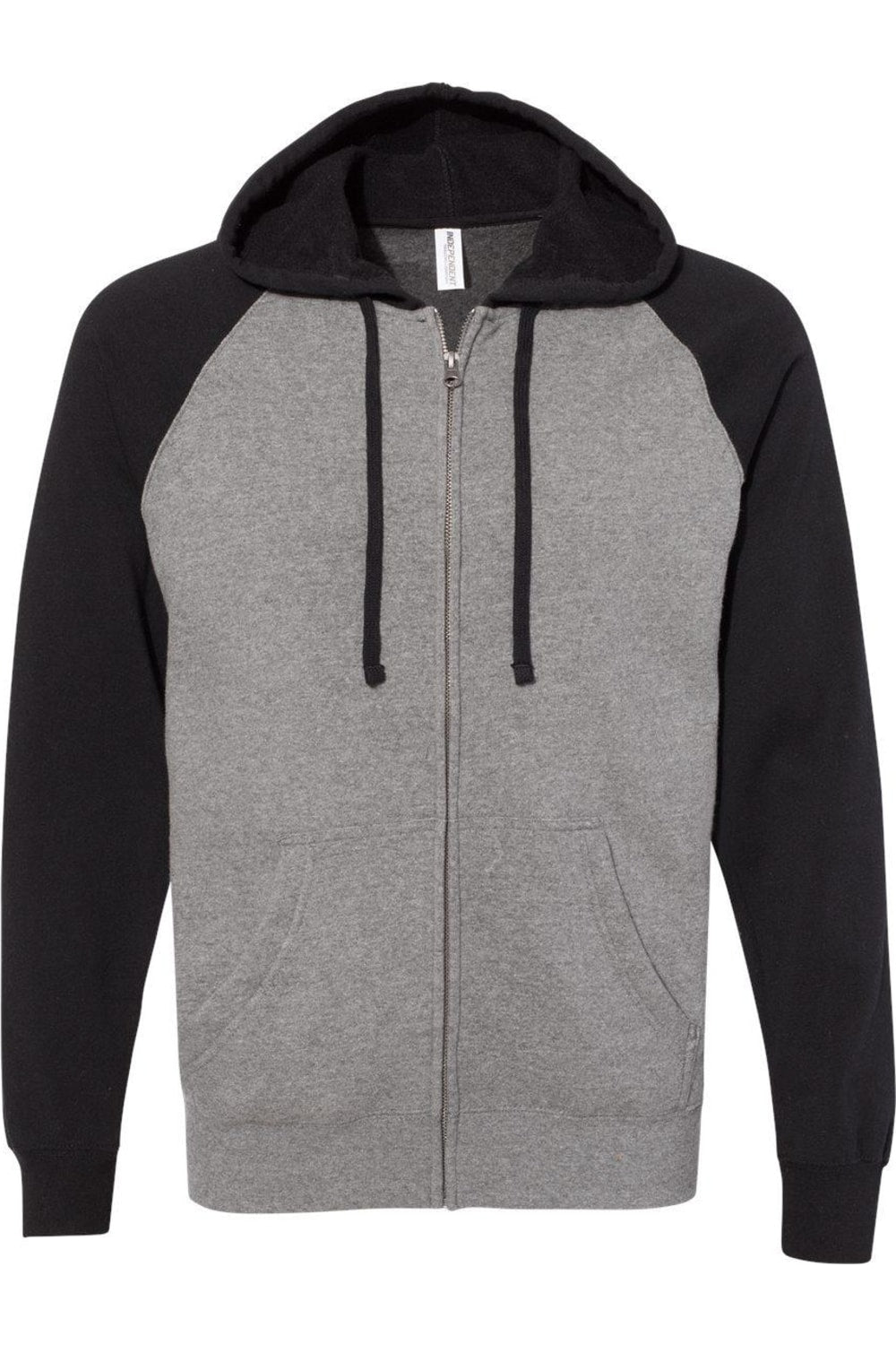 

Толстовка с капюшоном и застежкой-молнией Independent Trading Co. Special Blend Raglan, цвет nickel heather/ black
