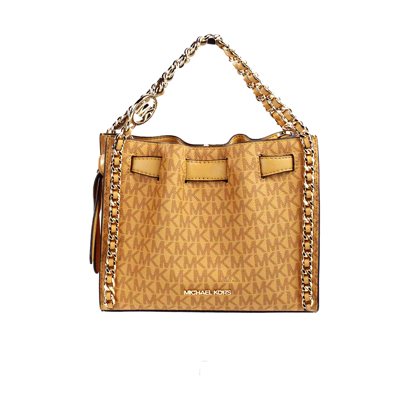 

Сумка-чехол через плечо Mina Small Belted Cider Signature из ПВХ с цепочкой и инкрустацией Michael Kors